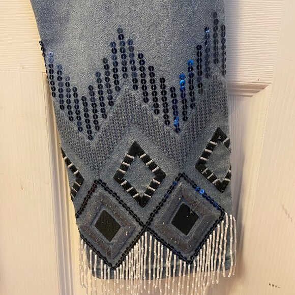 PG Embellished Fringe Hem Mid-Rise Skinny Jeans with Beaded Design Size 6 - Picture 5 of 12